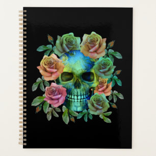 TODESGRÜNER TOTENKOPF MIT BLUMEN PLANER