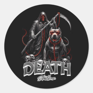 Todesjäger Sensenmann Hund Halloween Runder Aufkleber