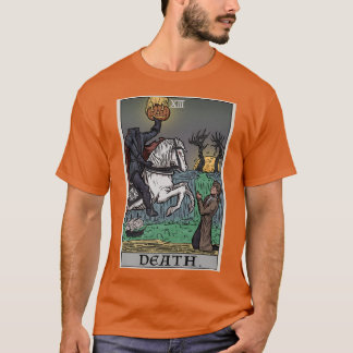 Todeskarten-Tarot-Kopfloses Pferd Halloween-Spook T-Shirt