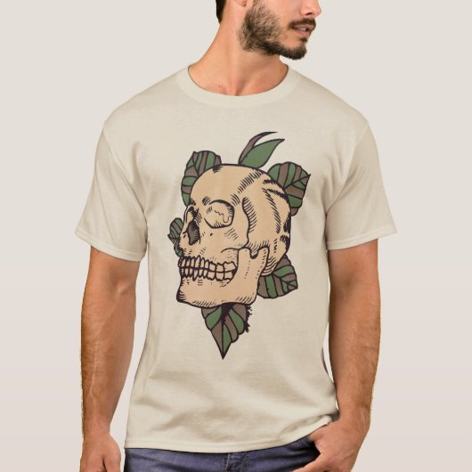 Todeskopf Crane Blatt old School Tattoo 2 T-Shirt (Vorderseite)