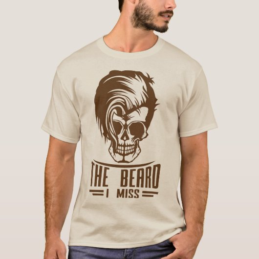 Todeskopf Hipster Beard Miss Frisur T-Shirt (Vorderseite)