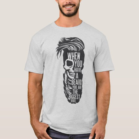 Todeskopf Hipster Beard Rebel Bärte Co T-Shirt (Vorderseite)