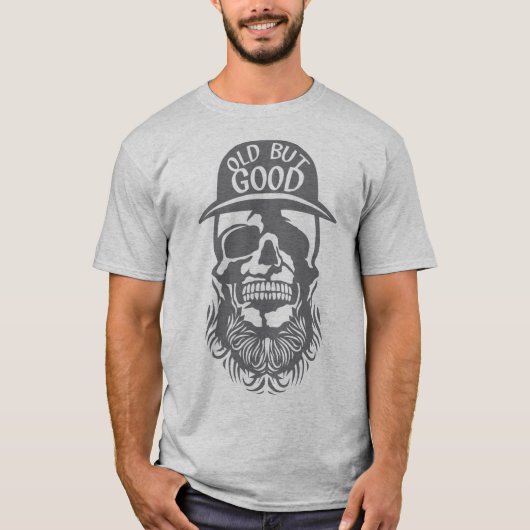 Todeskopf Hipster Zitat Old Good Bärte T-Shirt (Vorderseite)