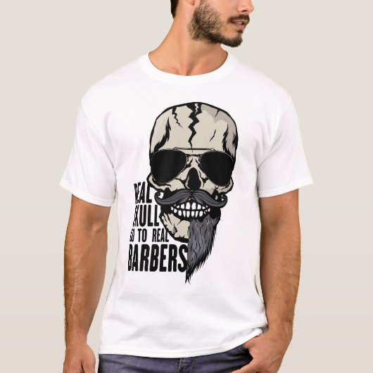 Todeskopf Real Skull Barbers Hipster Barbu T-Shirt (Vorderseite)