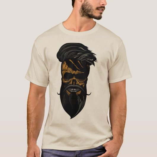 Todeskopf Skull Crane Hipster Barbu Schnurrbart b T-Shirt (Vorderseite)
