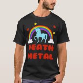 Todesmetallunicorn-Regenbogen-lustiger T - Shirt - (Vorderseite)