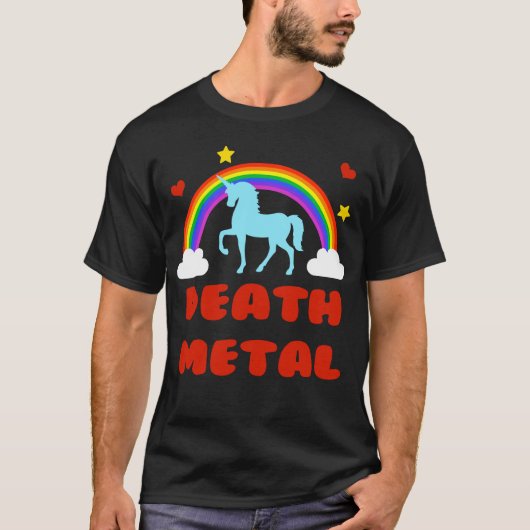 Todesmetallunicorn-Regenbogen-lustiger T - Shirt - (Vorderseite)