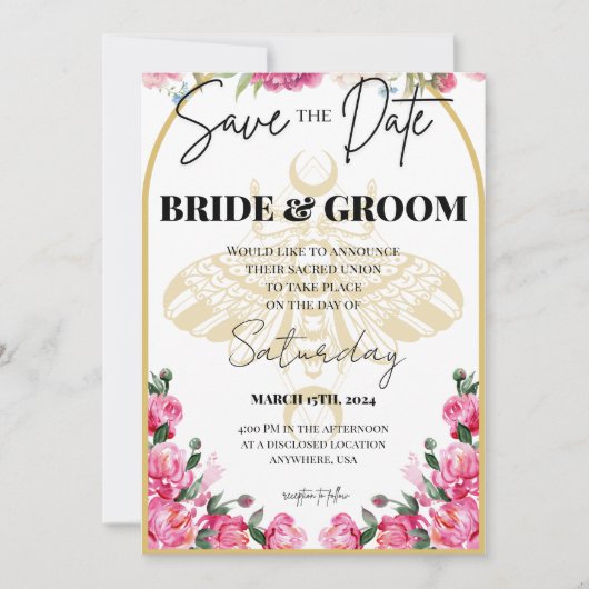 Todesmotten-Hochzeit - Termin vormerken Save The Date (Vorderseite)