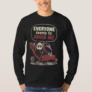 Todesprobleme Lustiger Halloween-Schädel Sensenman T-Shirt