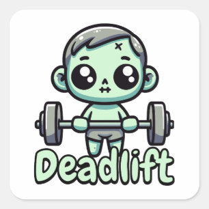 Todesstoß! Niedlich Deadlift-Zombie-Puppe Quadratischer Aufkleber
