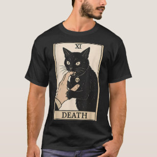 Todestarotkarte schwarze Katze Halloween Hexe Grus T-Shirt