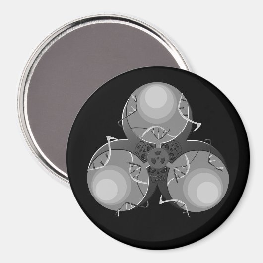 Todesvirus-Biogefährdung Magnet (Vorderseite/Rückseite)