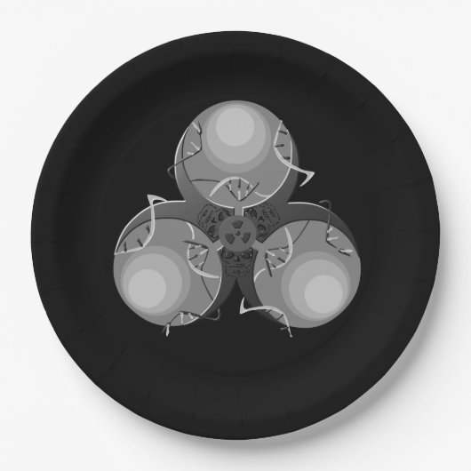 Todesvirus-Biogefährdung Pappteller (Vorderseite)