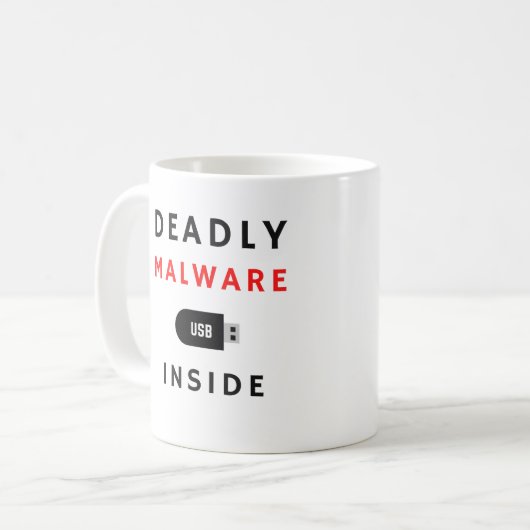 Tödliche Malware Cybersicherheit - Sicherheitsstip Kaffeetasse (Vorderseite Links)