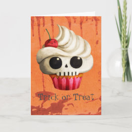Tödlicher Schädel-kleiner Kuchen Halloweens Karte