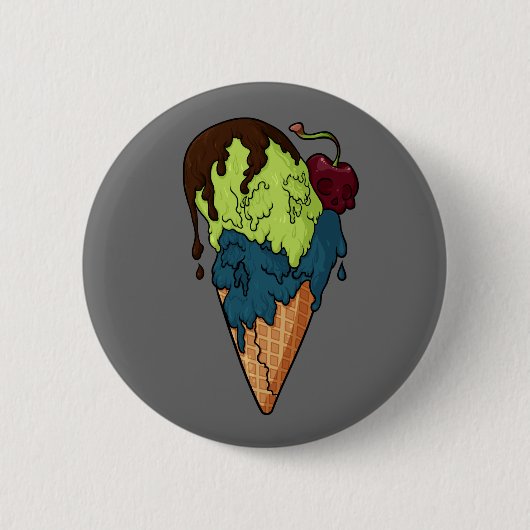 Tödlicher Sweet Mystery Skull Ice Cream Button (Vorderseite)