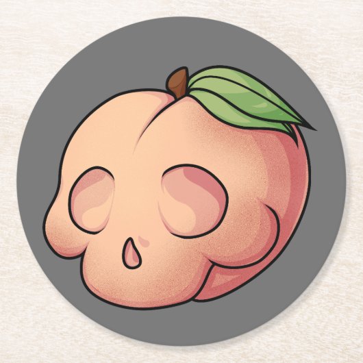 Tödlicher Sweet Skull Peach Runder Pappuntersetzer (Vorderseite)