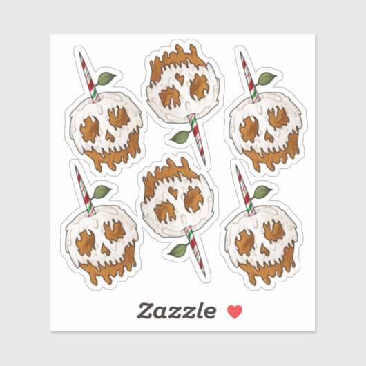 Tödliches Sweet Caramel Apple Skull Sticker Set (Blatt)