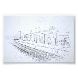 Todmorden Railway Station Minimalist Pencil Sketch Fotodruck