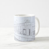 Todmorden Railway Station Minimalist Pencil Sketch Kaffeetasse (VorderseiteRechts)