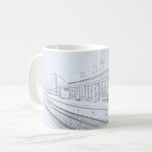 Todmorden Railway Station Minimalist Pencil Sketch Kaffeetasse (Vorderseite Links)