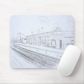 Todmorden Railway Station Minimalist Pencil Sketch Mousepad (Mit Mouse)