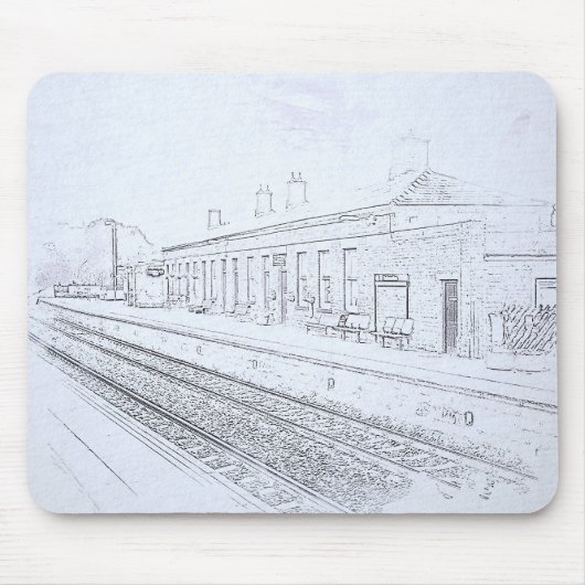 Todmorden Railway Station Minimalist Pencil Sketch Mousepad (Vorne)