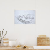 Todmorden Railway Station Minimalist Pencil Sketch Poster (Küche)