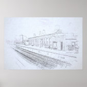 Todmorden Railway Station Minimalist Pencil Sketch Poster (Vorne)