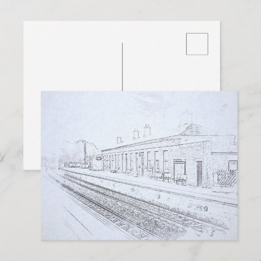 Todmorden Railway Station Minimalist Pencil Sketch Postkarte (Vorne/Hinten)