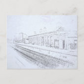 Todmorden Railway Station Minimalist Pencil Sketch Postkarte (Vorderseite)