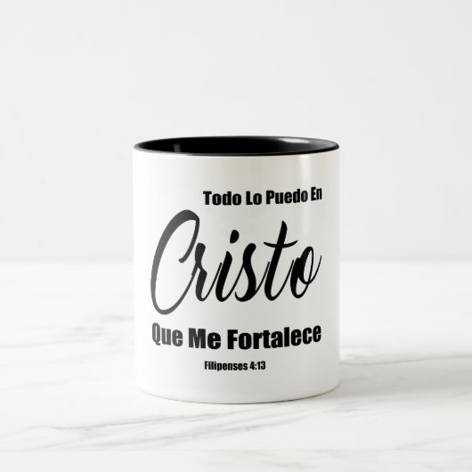 Todo Lo Puedo e Cristo Que Me Fortalece Zweifarbige Tasse (Mittel)