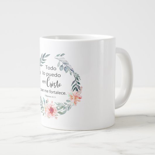 TODO LO PUEDO EN CRISTO QUE ME FORTALECE Jumbo-Tasse (Vorderseite Rechts)