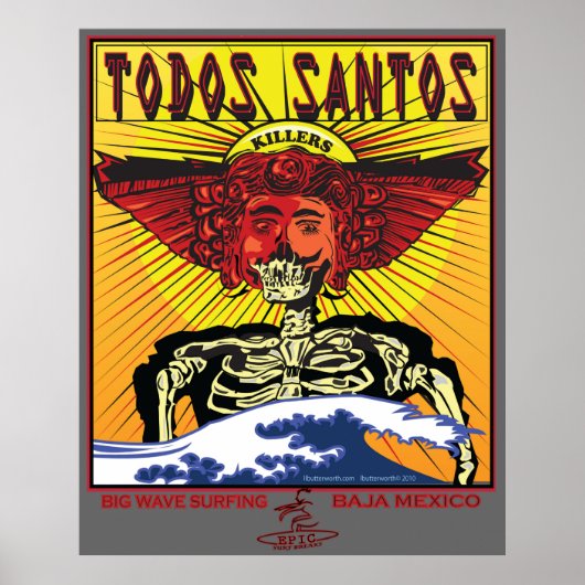 TODOS SANTOS BAJA MEXICO SURFBREAK SURFEN POSTER (Vorne)