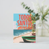 Todos Santos Mexico Reiseplakat Postkarte (Stehend Vorderseite)