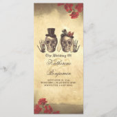 Todschönes gotisches Schädel Hochzeitsprogramm Programm (Vorderseite)