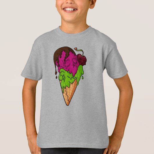 Todsüße Berry Skull Ice Cream T-Shirt (Vorderseite)