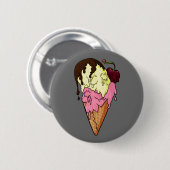 Todsüße Strawberry n' Banana Skull Ice Creme Button (Vorne & Hinten)