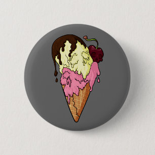 Todsüße Strawberry n' Banana Skull Ice Creme Button