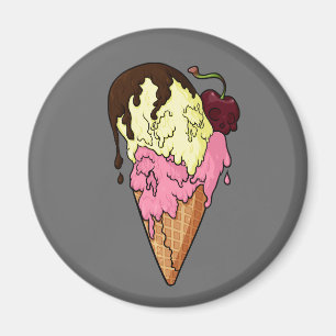 Todsüße Strawberry n' Banana Skull Ice Creme Magnet