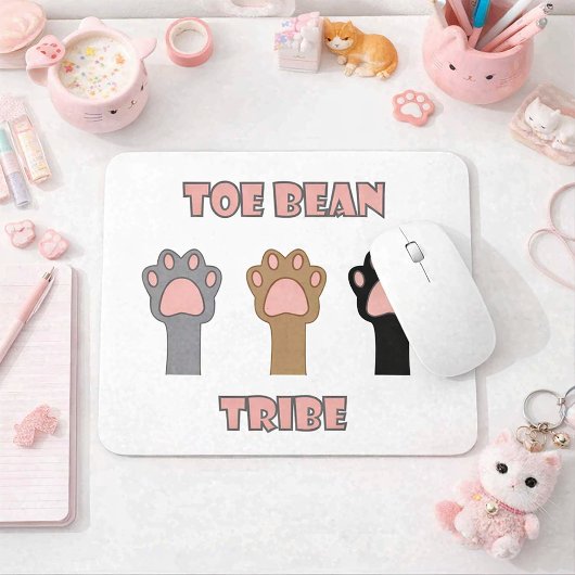 Toe Bean Tribe Niedliche Katzenpfoten Rosa Mousepad