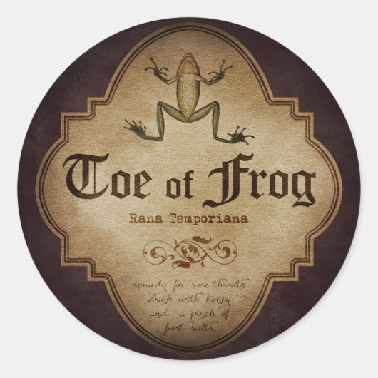 Toe des Frog Apothecary Runder Aufkleber (Vorderseite)