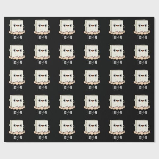 Toe-fu Funny Tofu Pun Dark BG Geschenkpapier (Flach)