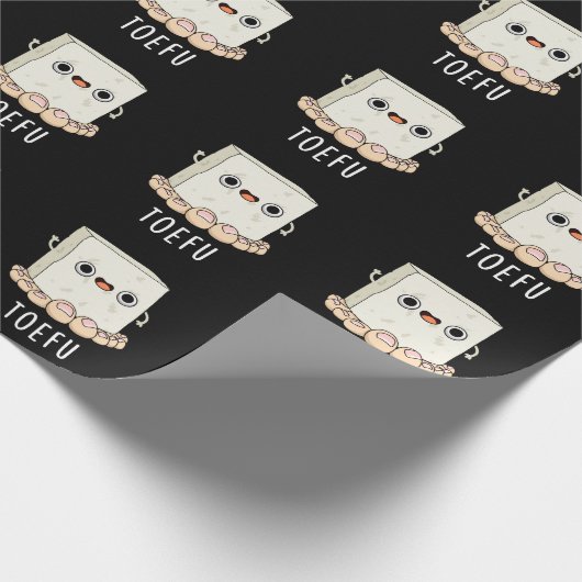 Toe-fu Funny Tofu Pun Dark BG Geschenkpapier (Ecke)