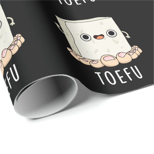 Toe-fu Funny Tofu Pun Dark BG Geschenkpapier (Rolleneckpunkt)