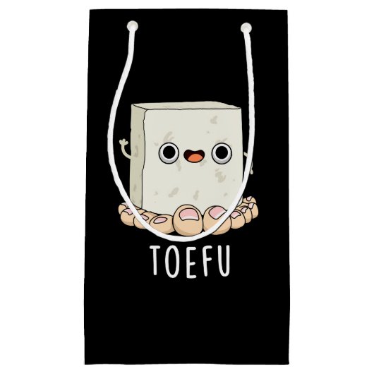 Toe-fu Funny Tofu Pun Dark BG Kleine Geschenktüte (Vorderseite)
