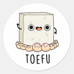 Toe-fu Funny Tofu Pun Runder Aufkleber