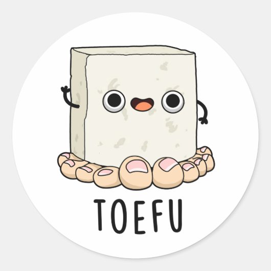 Toe-fu Funny Tofu Pun Runder Aufkleber (Vorderseite)