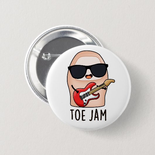 Toe Jam Funny Big Toe Music Pun Button (Vorne & Hinten)