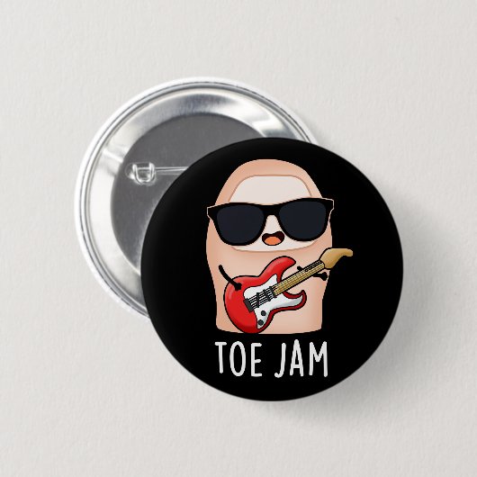 Toe Jam Funny Big Toe Music Pun Dark BG Button (Vorne & Hinten)